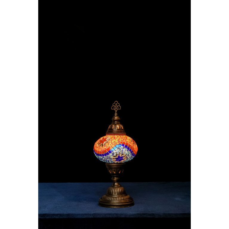 Table lamp, blue/red/yellow wave mosaic, diameter 15 cm